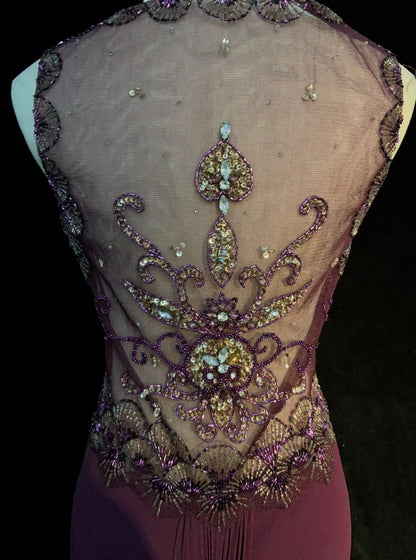 Inspiration Robes de bal vintage Sirène Bretelles spaghetti Violettes longues Années 1990 Avec perles Robes de soirée N3388
