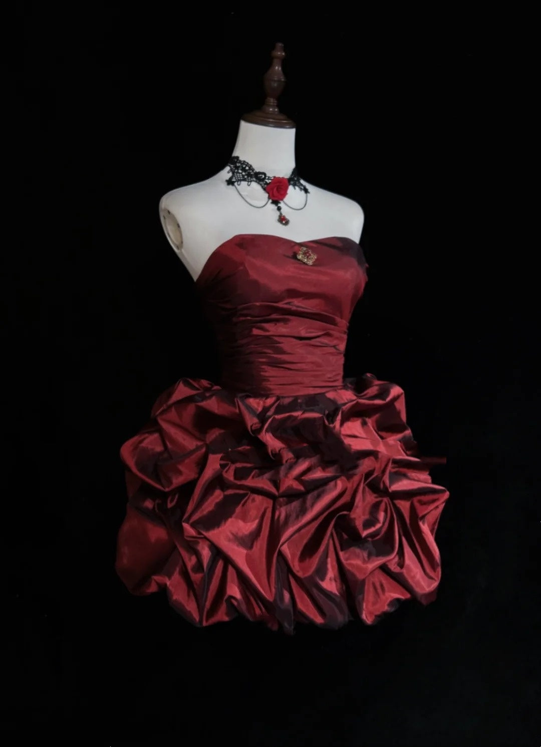 Robes de bal mignonnes en taffetas bordeaux pour le 18e anniversaire, robes de bal de retour N3657