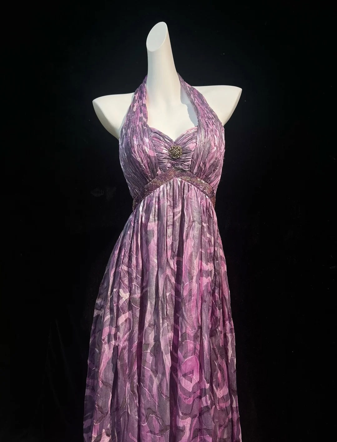Vintage Prom Dresses 1960s A line Halter Sleeveless Pink Lace Long Evening Formal Outfits RB5143