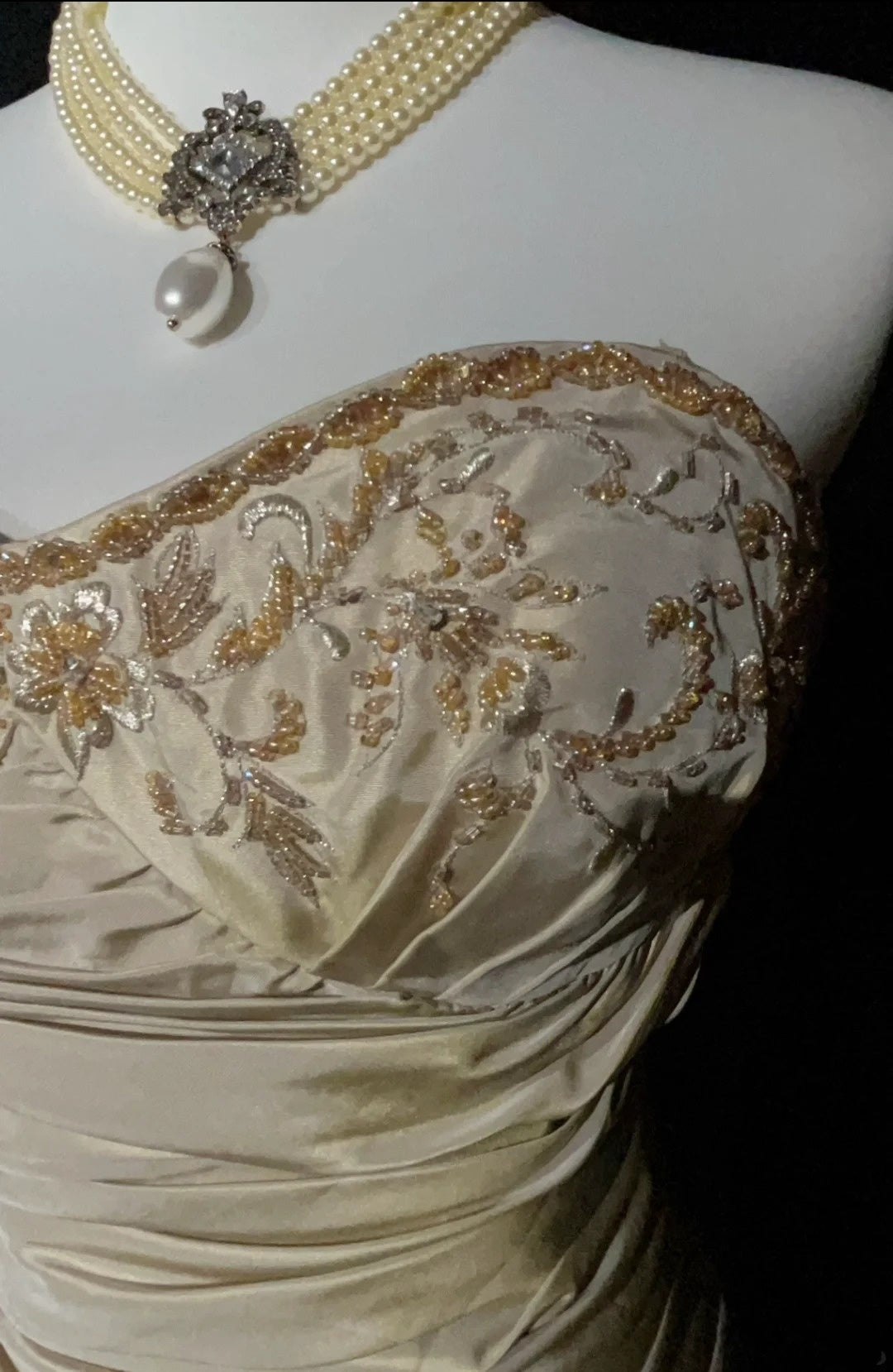 Robes de bal vintage des années 2000, sirène, bustier en cœur, couleur champagne avec perles, longue robe de bal N3023