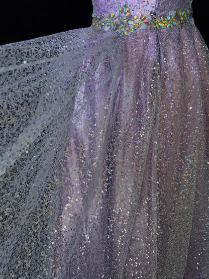 Robes de bal de princesse inspirantes Robe de soirée bustier longue lilas à paillettes avec perles Robes de soirée formelles N3393