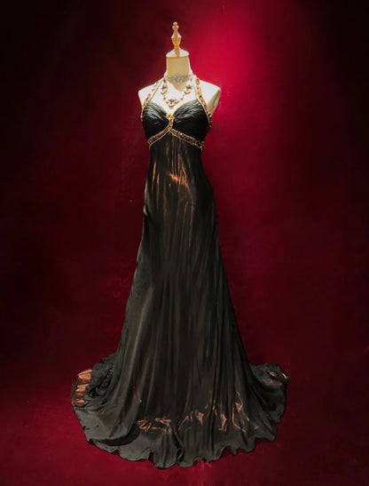 Robes de bal vintage des années 80, robe de soirée sirène à dos nu avec perles, tenues de soirée semi-formelles N3643