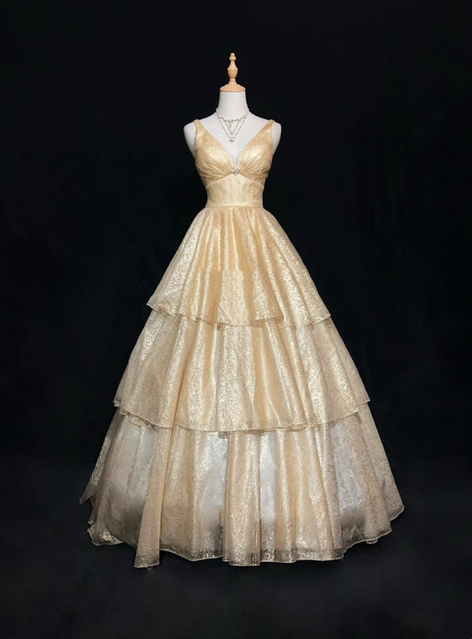 Vintage Prom Dresses Aesthetic 80s Retro Ball Gown Champagne Sequin Floor Length Evening Outfits N2326