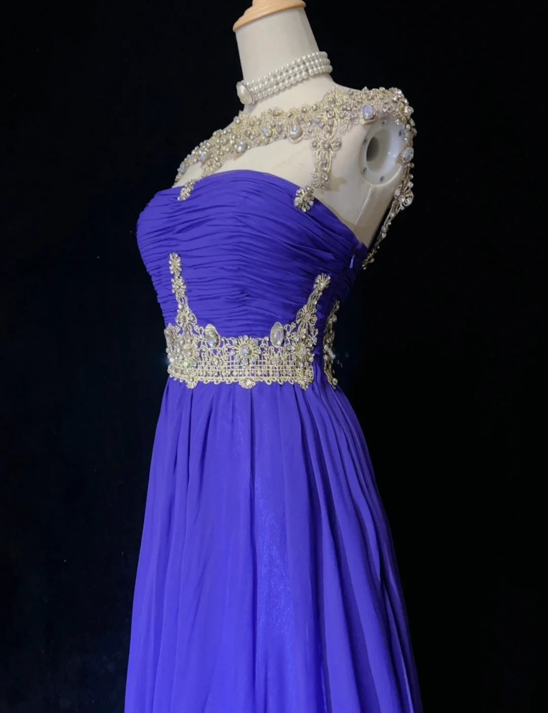 Modest Prom Dresses A Line Purple Jewel Neck With Ruffled Beads Lace Long Formal Outfits N3700