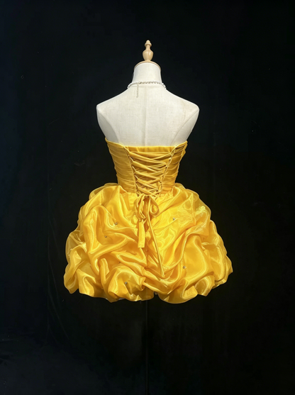 Süßes Ballkleid Sweetheart Gelbes kurzes Mini-Partykleid Cocktailkleid Homecoming-Kleider N3817