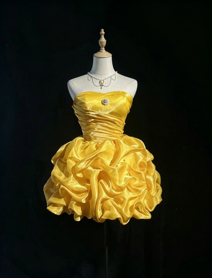 Süßes Ballkleid Sweetheart Gelbes kurzes Mini-Partykleid Cocktailkleid Homecoming-Kleider N3817