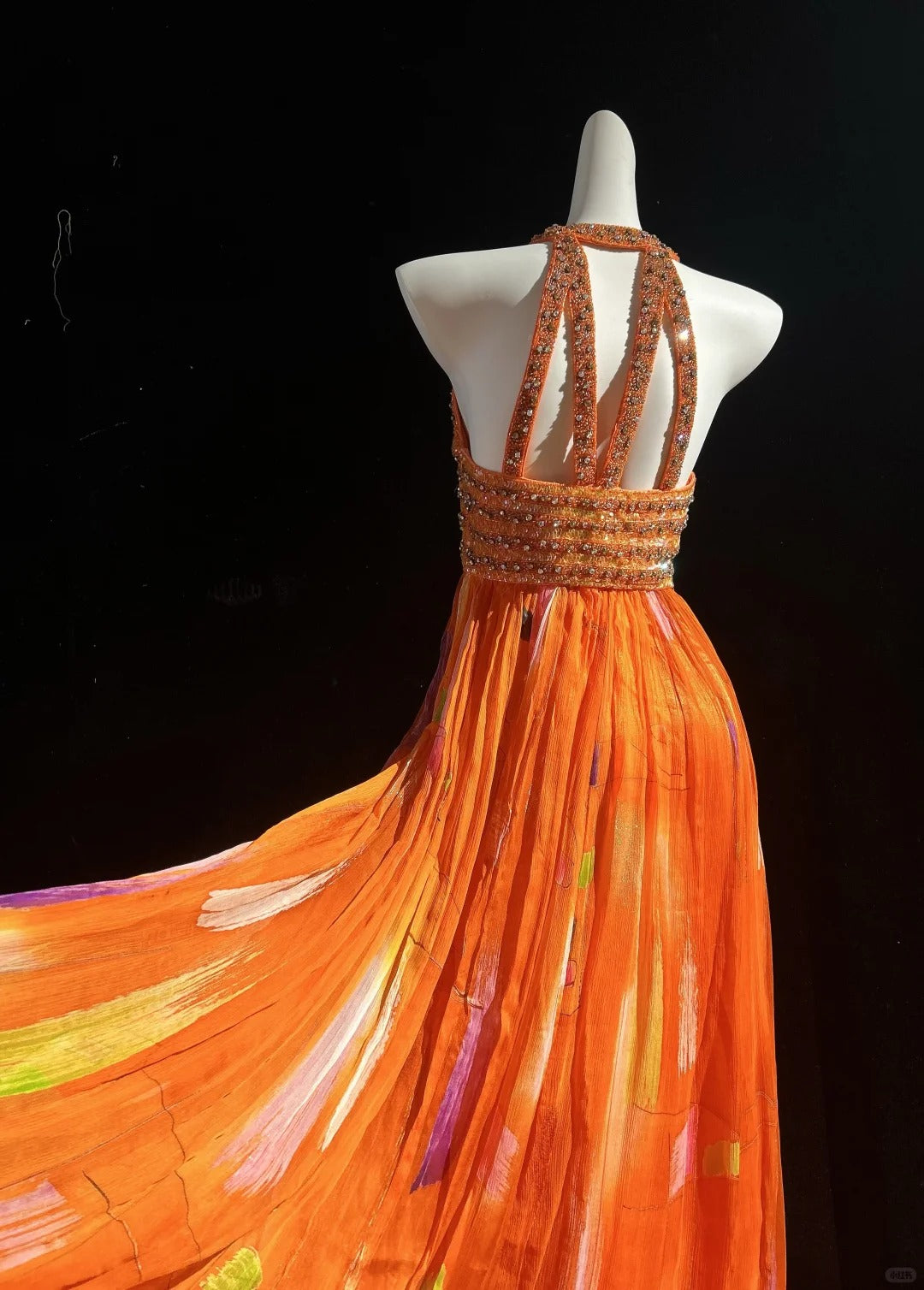 Vintage A Line Orange Chiffon With Beading Evening Long Prom Dresses Formal Outfits RB3945