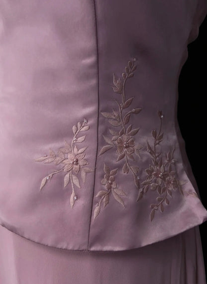 Vintage Prom Dresses A line Square Neck Pink Satin With Pearls 90s Long Formal Evening Gown N2662