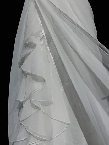 Unique Wedding Dresses Sheath One Shoulder Chiffon White Long Bridal Gown N3105