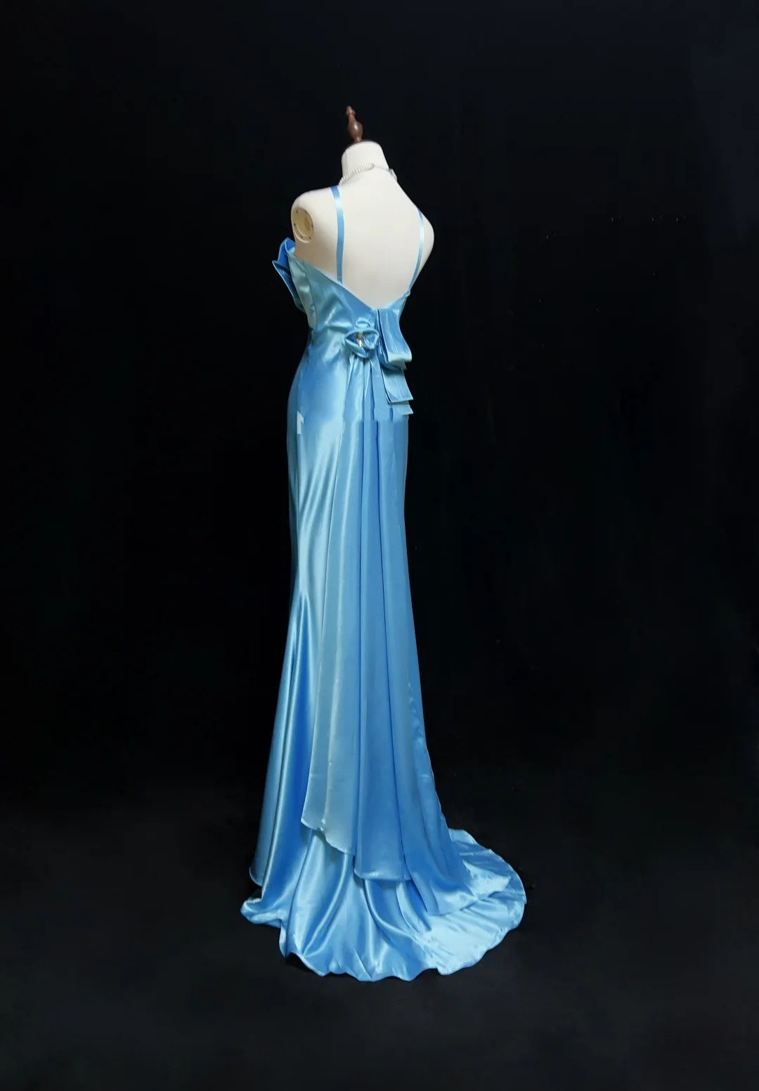 Élégantes robes de bal sirène licou longueur ras du sol Tiffany Blue Satin Robe de soirée formelle N3698