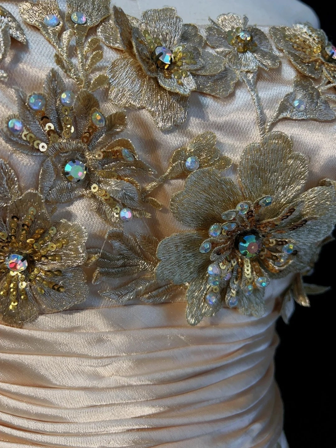Vintage Meerjungfrauen-Abschlussballkleider, One Shoulder Tüll, Gold, 90er Jahre mit Applikationen, Ballkleider N3343