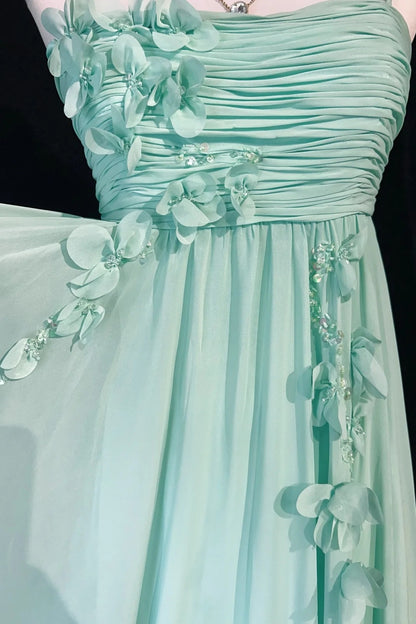 Vintage Prom Dresses A line Spaghetti Strap Mint Green Chiffon Sleeveless 1980s Long Formal Evening Gown N2630