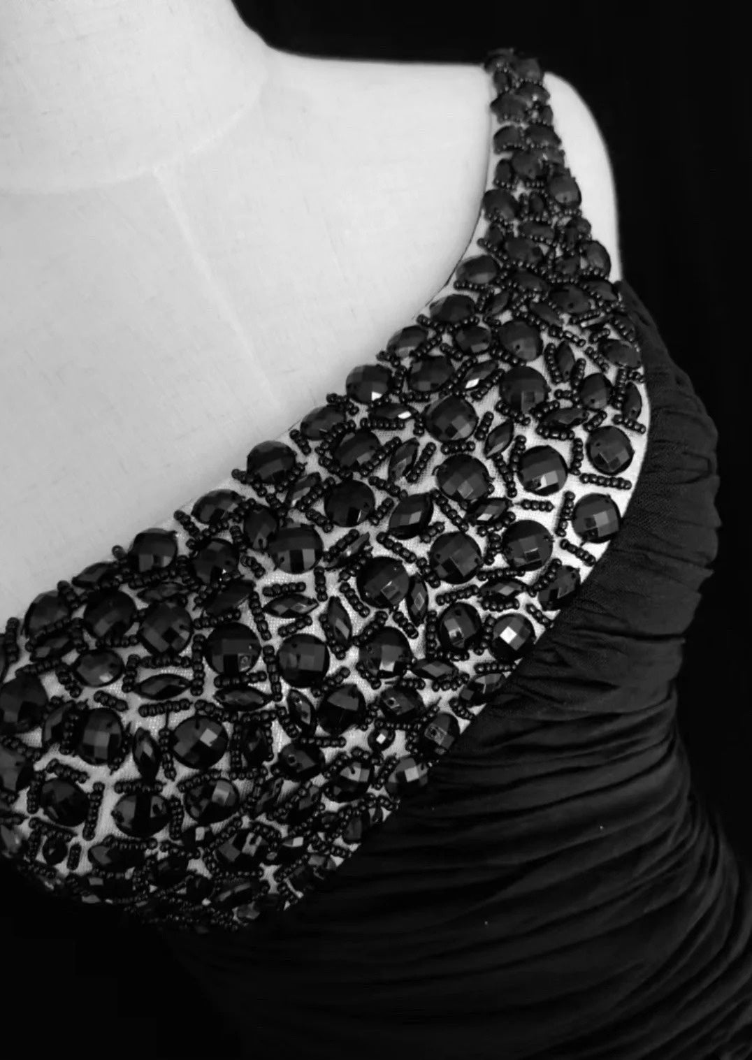 Vintage Prom Dresses Mermaid One Shoulder Black Tie Dress Chiffon 70s With Beading Backless Long Formal Gown N2522