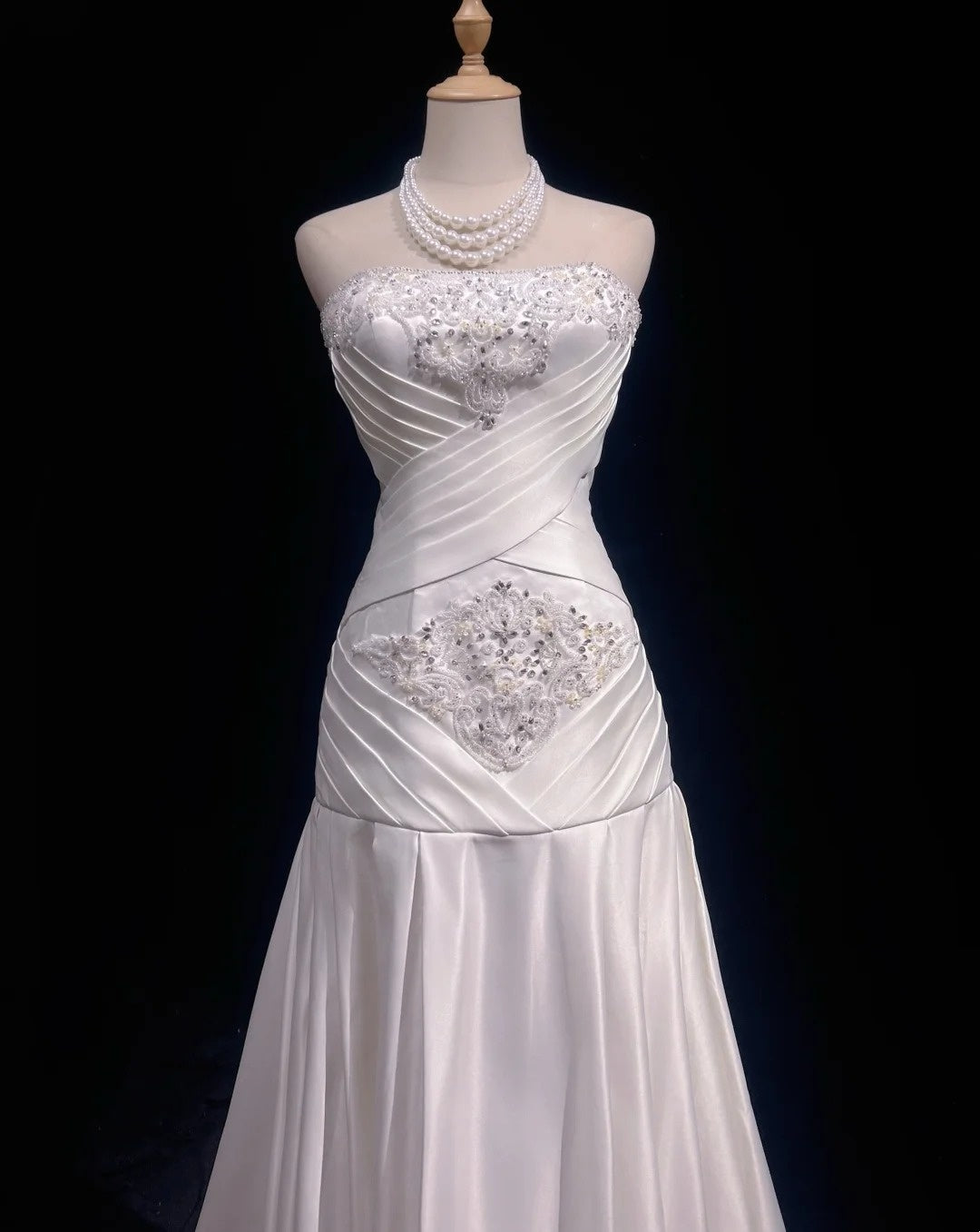 Vintage 90er Abschlussballkleider Meerjungfrau Trägerlos Weiß Chiffon Mit Rüschenperlen Langes Ballkleid N3036
