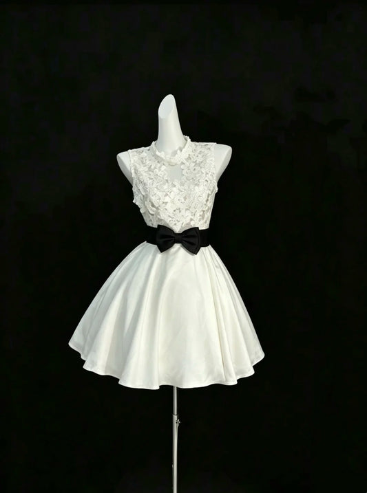 Cute Ball Gown White Mini Lace Graduation Dresses Short High School For 8th Grade Senior Inspo Homecoming Dress RB3295
