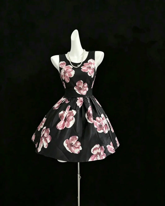 Classy Ball Gown Black Satin Knee Length University College Impress Senior Inspo Graduation Dress Homecoming Dresses RB3296