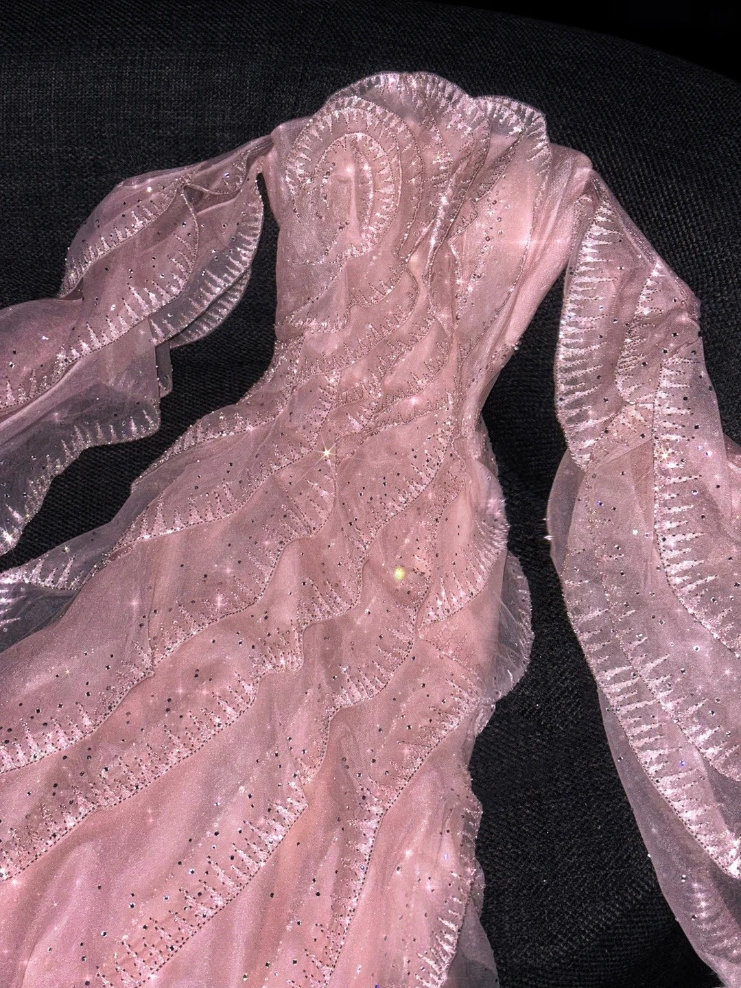 Glitzerndes, schulterfreies, pinkfarbenes Paillettenkleid in A-Linie, langes formelles Abendkleid, formelles Kleid zum 18. Geburtstag, Ballkleid N733