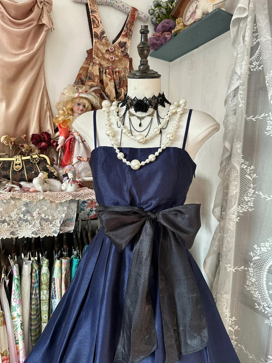 Simple A line Spaghetti Strap Navy Blue Satin Short Graduation Birthday Gown Homecoming Dresses N3721