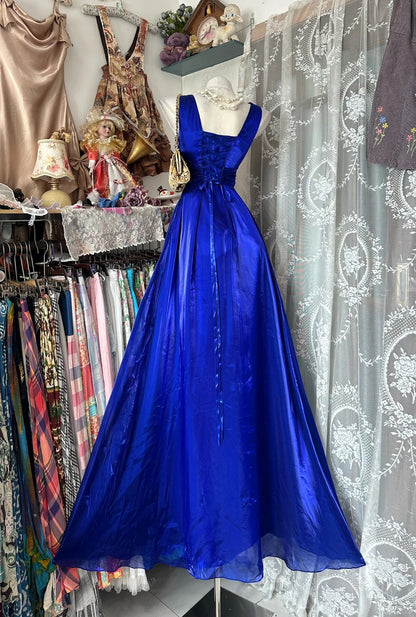 Classic A line Royal Blue With Ruffled Floor Length Prom Dresses Inspo Formal Outfits RB4487