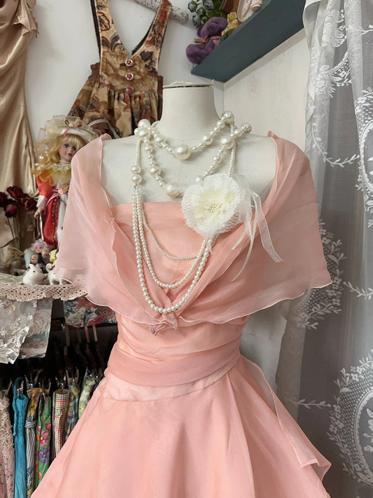 Vintage A line Strapless Pink Chiffon Short Graduation Birthday Gown Homecoming Dresses N3720