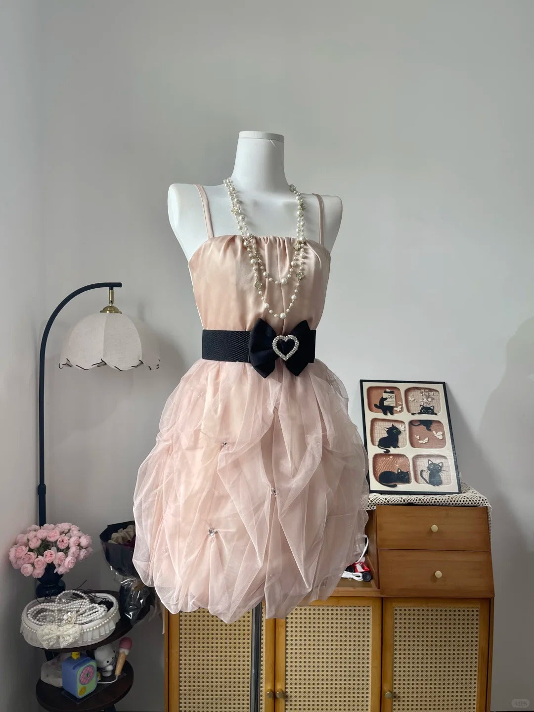 Vintage A Line Spaghetti Strap Pink Chiffon 16th Birthday Homecoming Dress Graduation Outfit RB6786