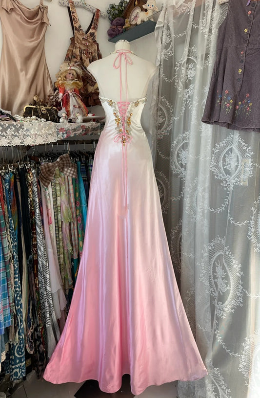 Modest Mermaid V Neck Ombre Pink Slit College Formal Sweet 16 Outfits Long Prom Dresses For Teens N1171