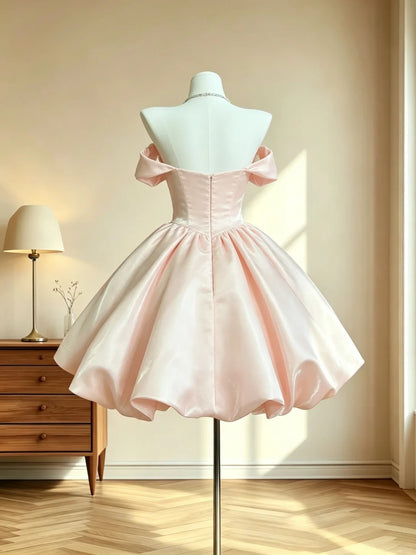 Hübsche Outfit-Ideen für Teenager-Mädchen schulterfrei, kurze rosa Ballkleider, Geburtstagsoutfits, Heimkehrkleider RB3061