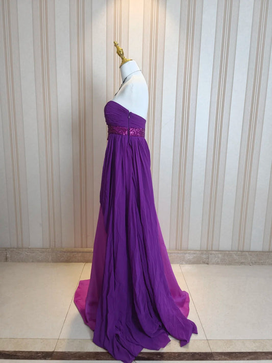 Vintage Prom Dresses Mermaid One Shoulder Grape Chiffon 80s With Beading Long Formal Evening Outfits N4223