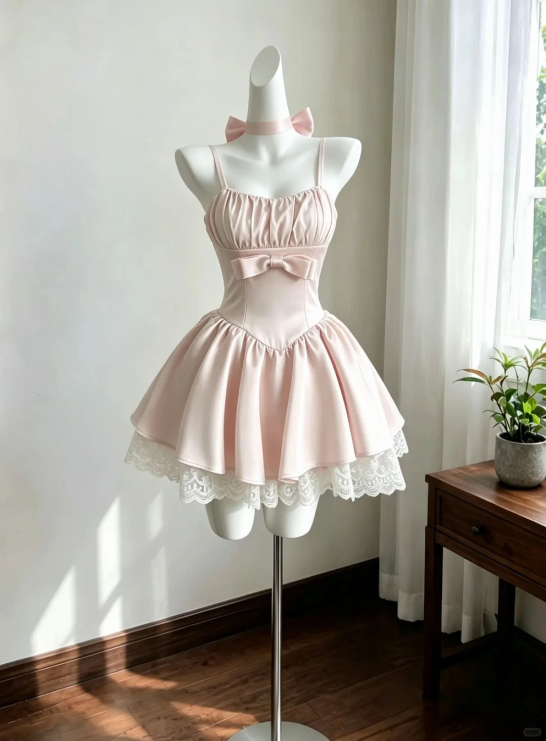 Unique A line Spaghetti Strap Pink Satin White Lace Short Freshman Graduation Dresses Inspo Senior Homecoming Outfits RB4891