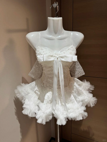 Mignonne robe de bal à fines bretelles en tulle blanc Night In Rio Inspo Idées de robes de bal de promo RB4035