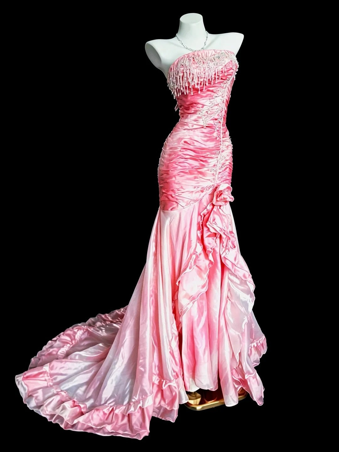 Inspiration Robes de soirée sirène élégantes bustier ombrées blanc rose longueur ras du sol RB4469