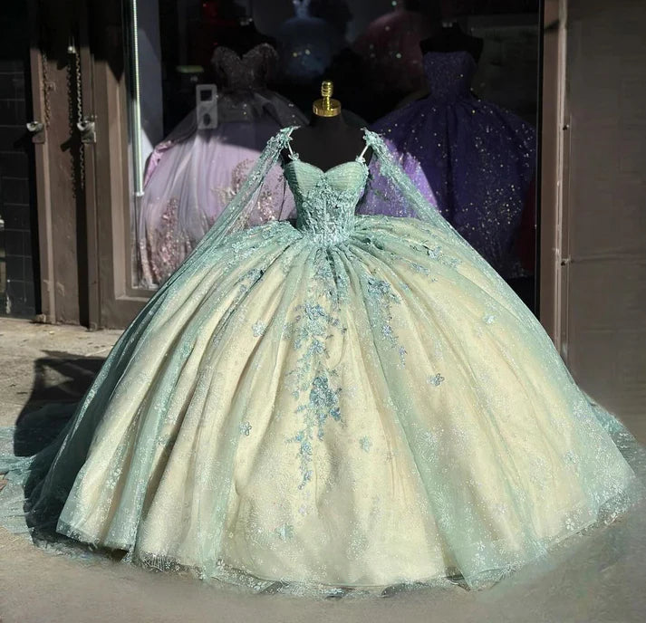 Robe de bal mignonne à bretelles spaghetti en tulle, longue sans manches, avec appliques, pour les 15 et 16 ans, DH2907