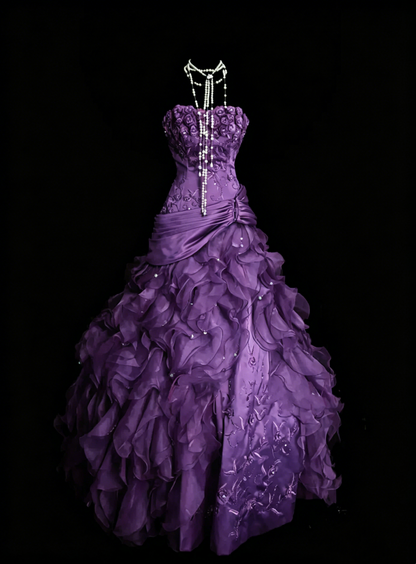Ball Gown Strapless Burgundy Sleeveless With Applique Women's Dress Satin Long Quinceanera Dresses Sweet 16 Birthday Quince Dress Outfits OB047