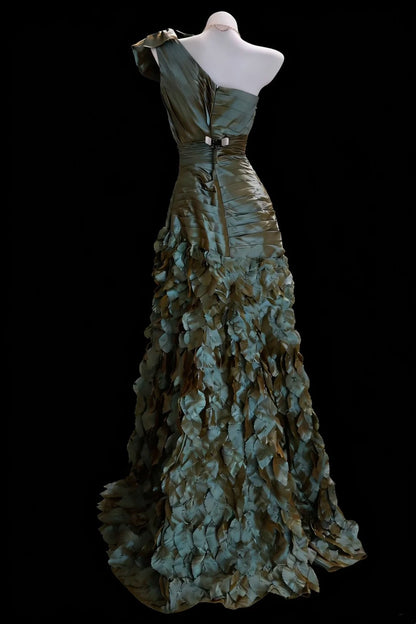 Robes de bal modestes Sirène Asymétrique Vert Foncé Longue Robe de Soirée N2972
