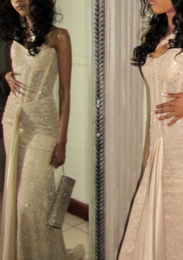 Robes de bal de fin d'année à paillettes pour lycéennes - Inspiration sirène champagne à sequins - Robe longue semi-formelle à paillettes pour adolescentes AB2011
