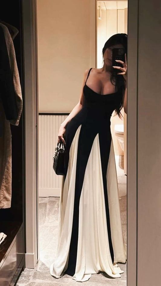 Simple Prom Dresses Aesthetic A Line Spaghetti Strap Black Bodice Inspo Formal Party Gowns N181