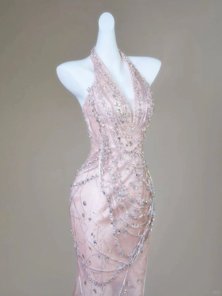 Robe de bal longue sirène chic à sequins roses, dos nu, pour adolescentes et jeunes filles, idéale pour un 20e anniversaire (N135)