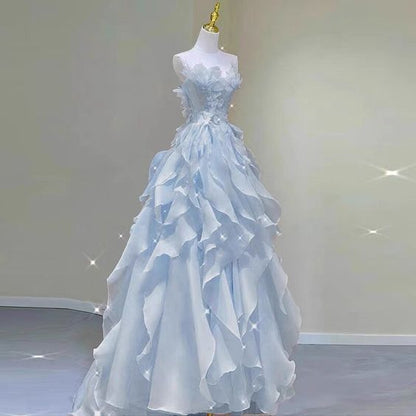 Robe de soirée rose de princesse, robe de fête féerique, robe fleurie d'anniversaire pour fille - Robes de soirée formelles AB518