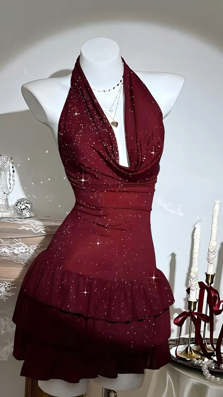 Elegantes Etui-Kleid Burgund Halter Pailletten Für Teenager Frauen Party Kurz Mini 18. Geburtstag Kleider Hoco Outfit RB3760