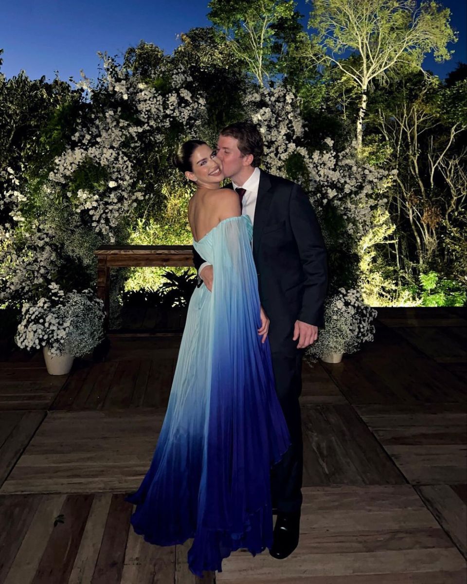 Robe de bal longue de soirée formelle, coupe trapèze, épaules dénudées, en mousseline multicolore ombrée verte et bleue, AB388