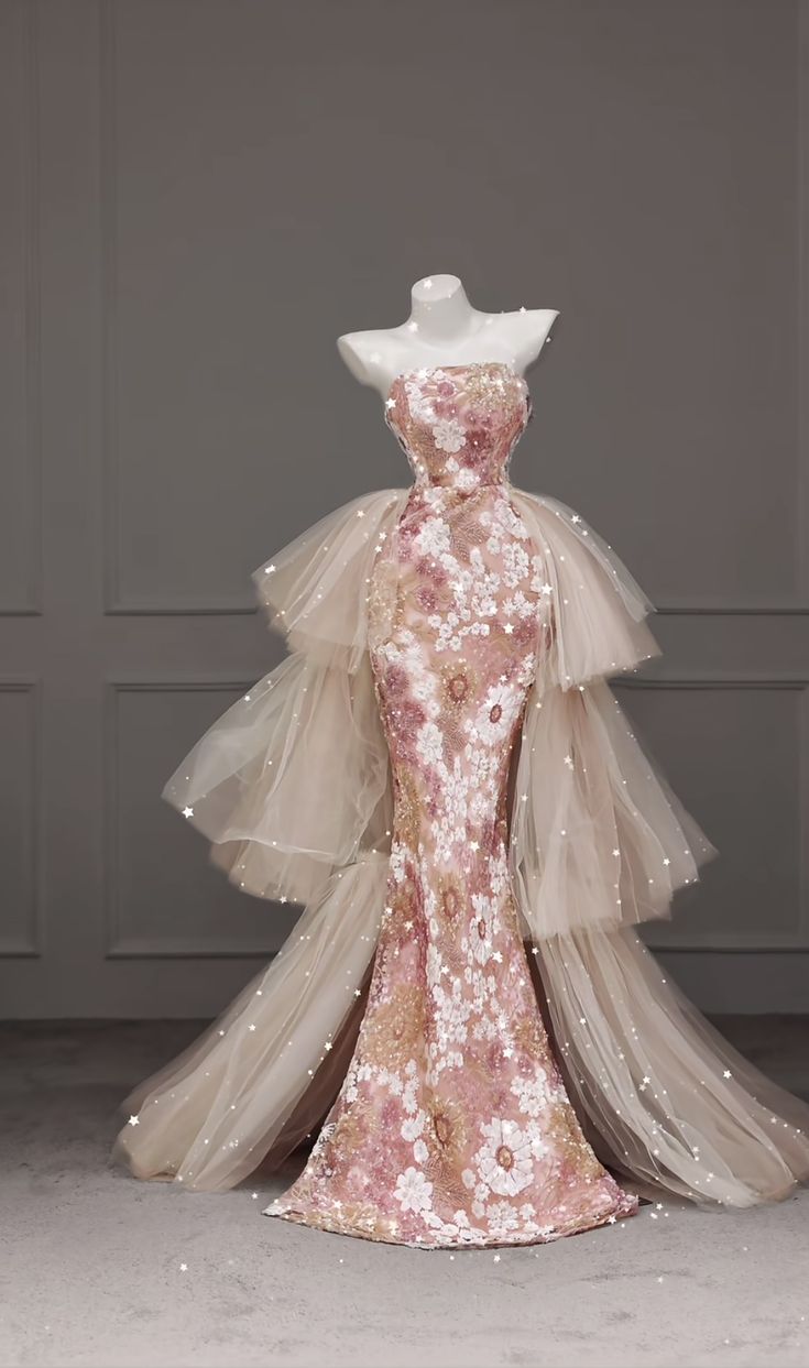 Robe de bal sirène bustier rose en dentelle, inspiration pour adolescentes, tenue de soirée élégante, robe de bal AB025