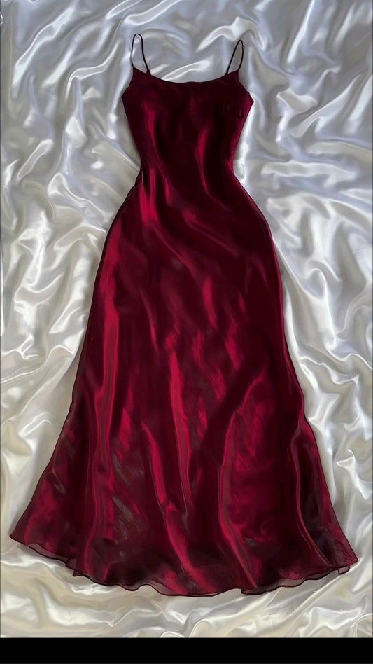Sexy Meerjungfrauen-Abendkleid mit Spaghettiträgern aus weinrotem Organza für Damen – langes, formelles Ballkleid oder Kleid zum 21. Geburtstag AB1315