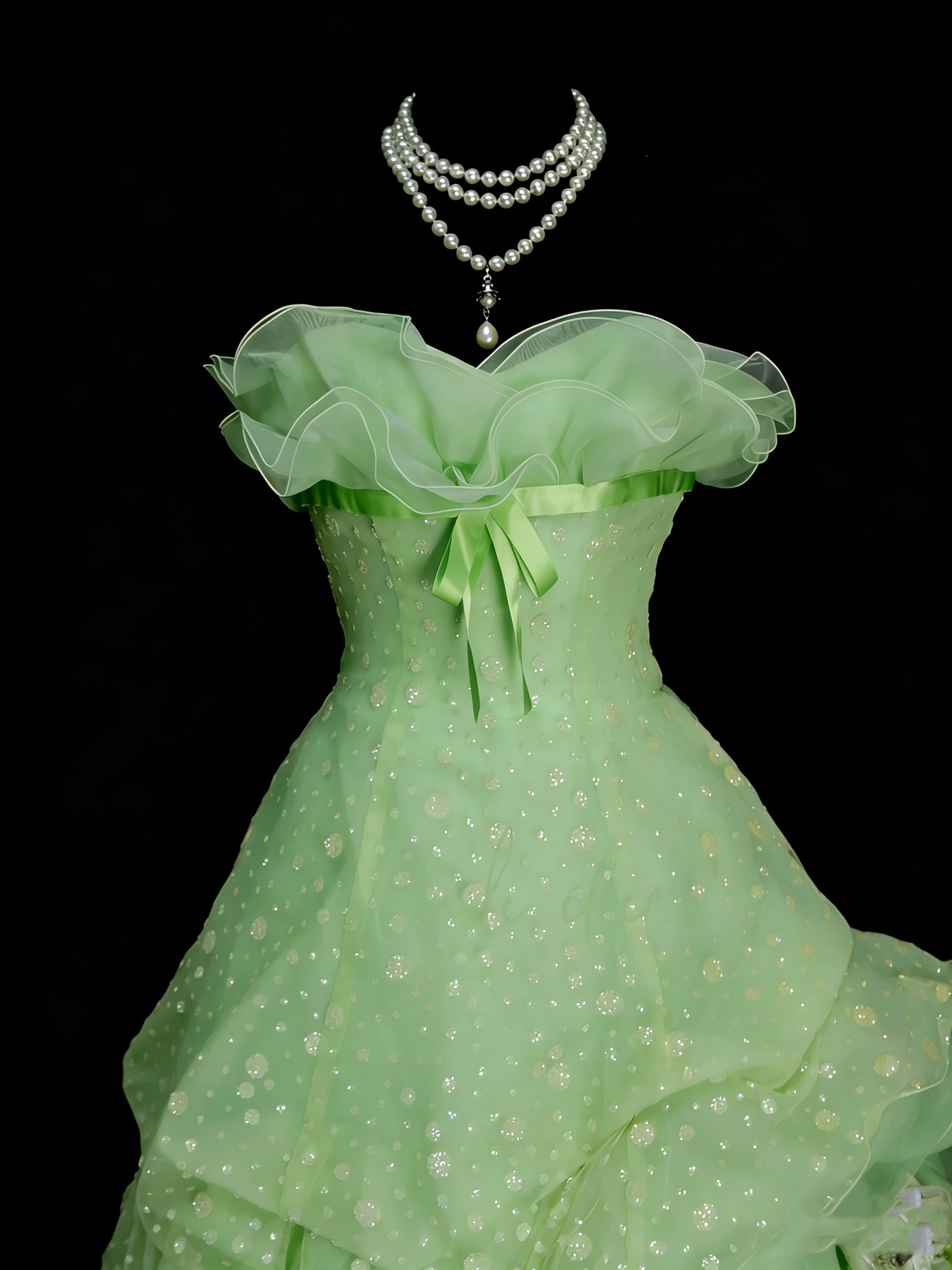 Elegantes Ballkleid mit Herzausschnitt aus grünem Organza im Stil der 80er Jahre – Inspiration für lange Abendkleider, Partykleider, Vintage-Kleid für den 16. Geburtstag (N1311)