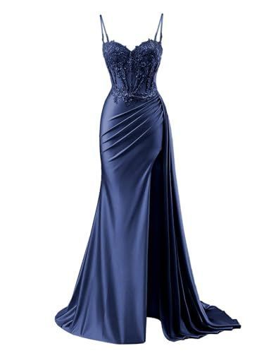 Ethereal Mermaid Spaghetti Straps Burgundy Beaded Slit Long Prom Dresses Inspiration Prom Gowns RB1308