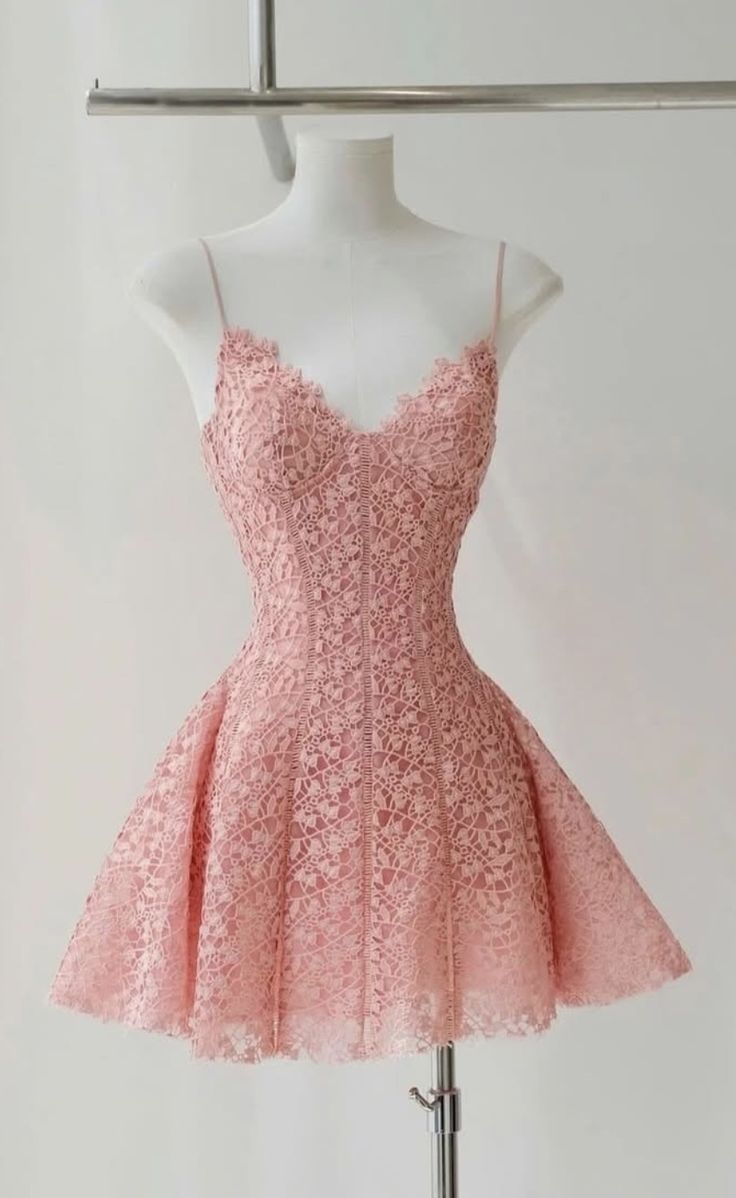 Modest Hoco Dress Homecoming Dresses Ball Gown Spaghetti Strap Pink Lace 16th Birthday Party Outfits RB6406