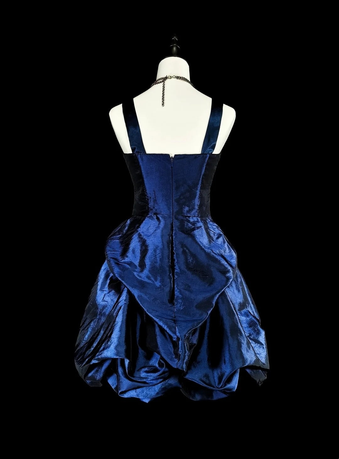 Vintage-Ballkleid mit Spaghettiträgern, marineblau, kurz, inspiriert von den 2000er Jahren, Homecoming-Kleider, N1614