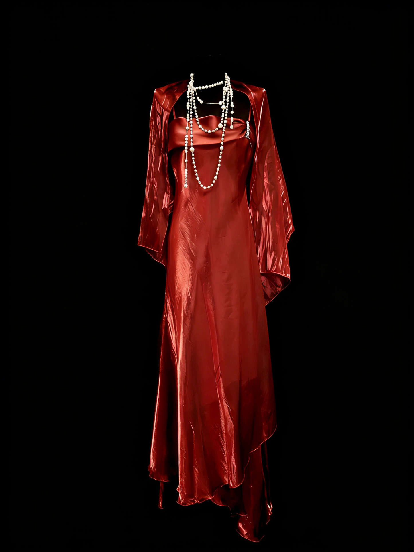 Vintage-Mode, Abend-Ästhetik, A-Linie, rostrot, Spaghettiträger, 80er, 70er, 90er Jahre, College-Formelles Outfit, Langes Ballkleid, Abschlusskleid N1150
