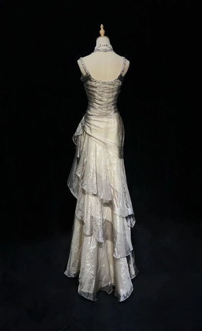 Robe de bal longue en tulle vert, sexy, à bretelles sirène, tenue de soirée pour 21e anniversaire, robe de remise de diplôme, RB966