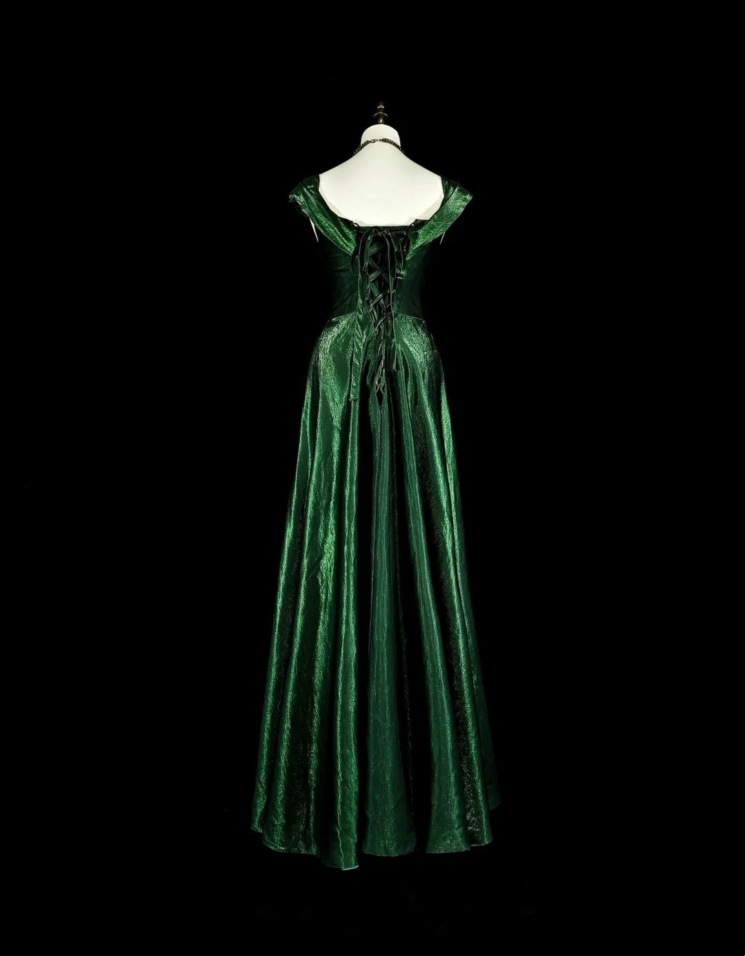 Vintage A-Linien-Kleid aus dunkelgrünem Samt mit Rüschen und herzförmigem Ausschnitt für Highschool-Schülerinnen, Teenager, Abschlussballkleid, langes Abschlusskleid N1672
