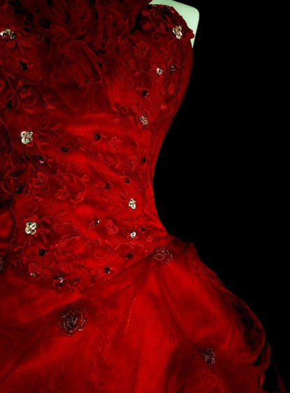 Robe de bal unique licou tulle rouge inspiration mode vintage années 2000 robes Hoco courtes inspiration robes de bal N2019